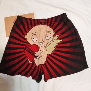 Men's Valentine  Distressed Family Guy Stewie Sleepwear Boxers  Size Large NWT